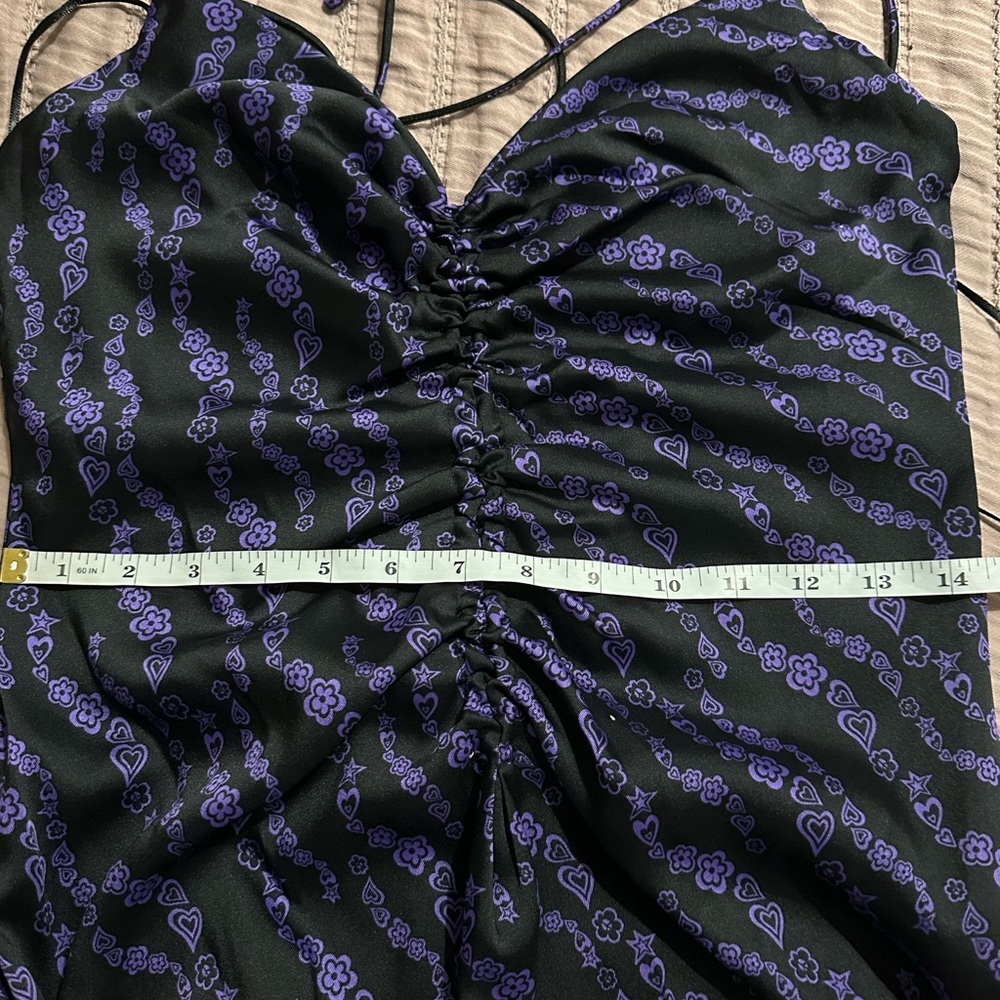 SANDRO
Thais Ruched Crossback
A-Line Midi Dress  in Black/Purple - Picture 10 of 17